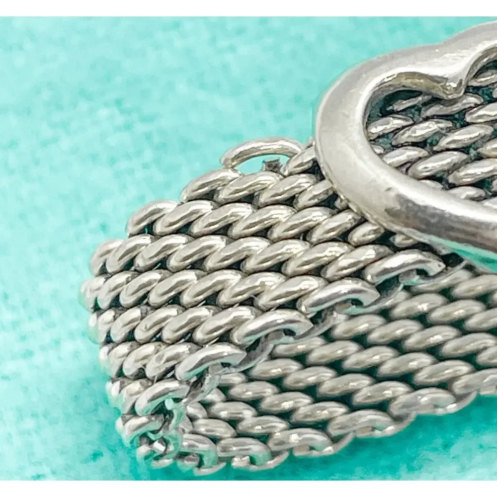 Tiffany & Co. Somerset Mesh Heart Ring Sterling Silver Size 8 w/ Pouch